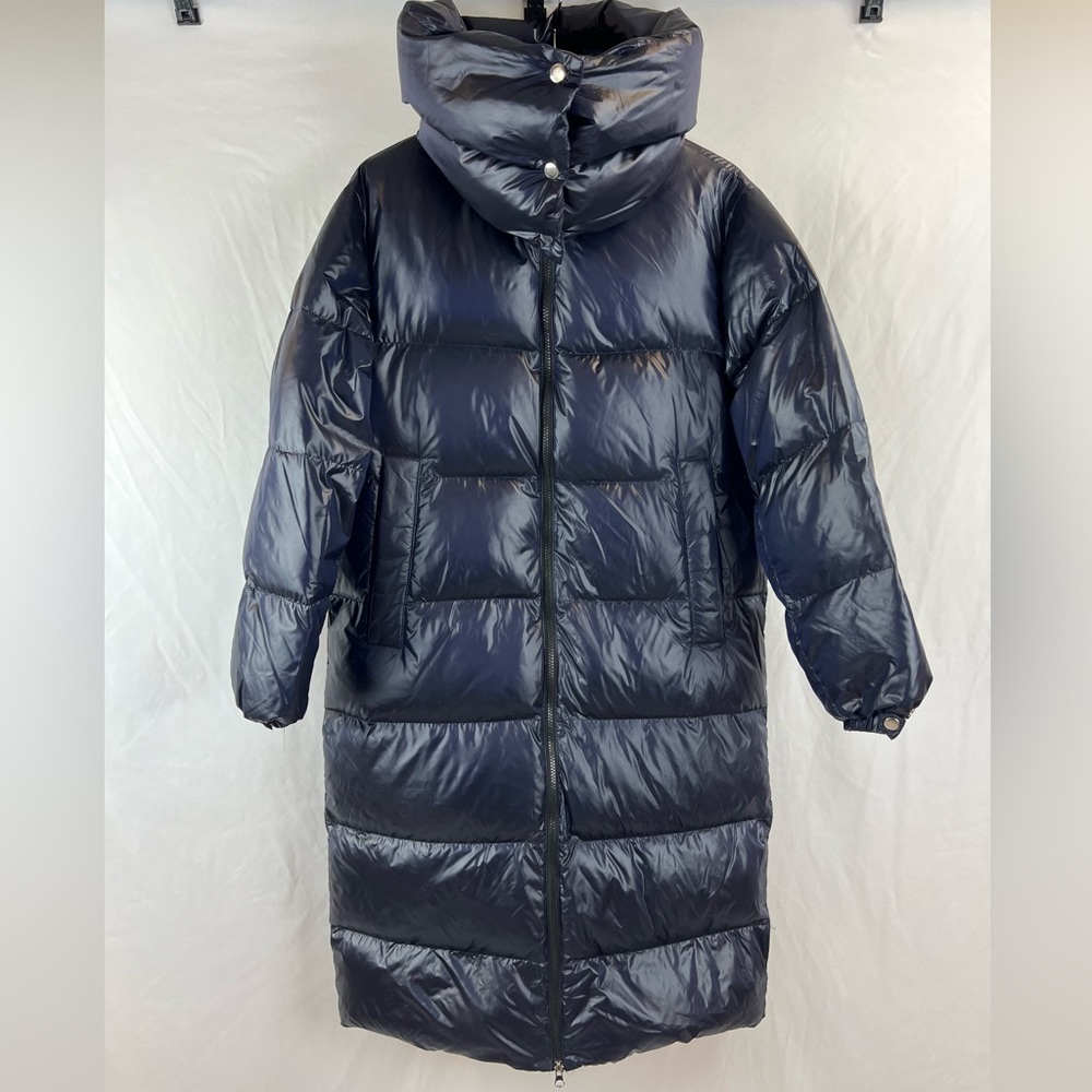 Zara Down Puffer Jacket | Size M | color navy blue - Picture 2 of 9